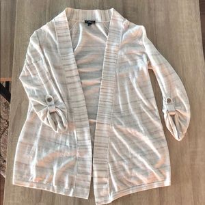 White and light brown cardigan